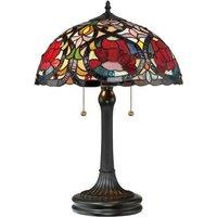 Netlighting Larissa 2 Light Tiffany Table Lamp Vintage Bronze E27 in Brown