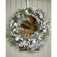 Dibor Shooting Star Orchard Xmas Front Door Wreath Christmas Wreath 50cm in White