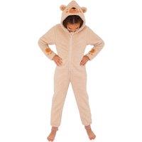 Animal Crazy Teddy Bear Fleece Onesie in Beige | Size: 11-12 Years