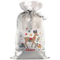Personalised Memento Company Personalised Reindeer Christmas Sack in Grey
