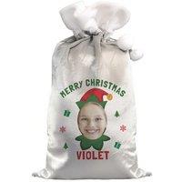 Personalised Memento Company Personalised Photo Upload Elf Christmas Sack in Grey