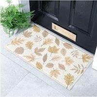 Artsy Mats Autumn Neutral Leaves Indoor Outdoor Doormat (70 x 40cm) in Beige | Size: 40 cm x 70 cm