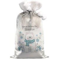Personalised Memento Company Personalised Polar Bear Christmas Sack in Grey
