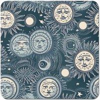 Warren Reed - Designer Silver Blue Moon & Stars Coasters - Set of 4