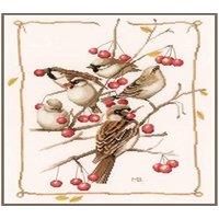 Lanarte Counted Cross Stitch Kit: Sparrows & Currant Bush (Evenweave)