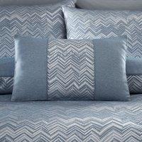 Portfolio Home Antibes Chevron Waves Filled Boudoir Cushion Pillow 32 x 50cm in Blue | Size: 50 cm x 30 cm