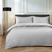 Velosso Elegant Embossed Pattern Duvet Cover & Pillowcase Set in Grey | Size: Super King