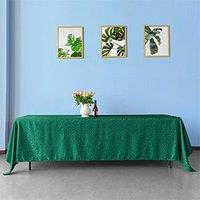 Neel Blue Rectangular Damask Table Cloth, Branch Swirl Pattern Dinner Table Cover, 70" x 144" in Green