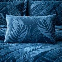 Portfolio Home Woburn Botanical Leaf Filled Boudoir Cushion Pillow 32 x 50cm in Blue | Size: 50 cm x 30 cm
