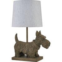 First Choice Lighting Bonnie - Scottie Dog Table Lamp With Oatmeal Linen Shade in Brown