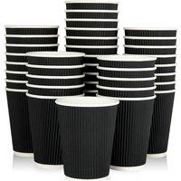 ECONX 12oz Disposable Coffee Cups Triple Wall Black Paper Cups For Hot Drink | Size: 500 Pieces