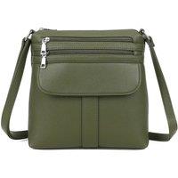 Fontanella Fashion Women's Vier Quadruple Zip PU Messenger Bag in Olive