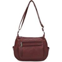 Fontanella Fashion Women's Orrin Strap Adjustable PU Leather Multi Pocket Practical Crossbody Bag in Burgundy