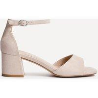 Linzi Women's Maddie Nude Faux Suede Block Heels | Size: 5-Standard Fit
