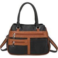 Fontanella Fashion Women's Bravura PU Leather 2 Compartments Multi Pocket Practical Hobo Bag in Black