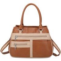 Fontanella Fashion Women's Bravura PU Leather 2 Compartments Multi Pocket Practical Hobo Bag in Brown
