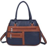 Fontanella Fashion Women's Bravura PU Leather 2 Compartments Multi Pocket Practical Hobo Bag in Navy