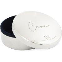 Personalised Memento Company Women's Personalised Heart Round Trinket Box in Metallic Silver