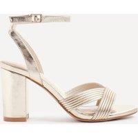 Linzi Women's City Gold Faux Leather Heeled Sandals | Size: 7-Standard Fit