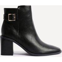 Linzi Women's Rise Black Faux Leather Block Heeled Ankle Boot | Size: 6-Standard Fit