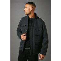 Maine Men's Charcoal Four Pocket Wool Blend Jacket | Size: Large