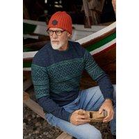 Weird Fish Men's Wicklow Fair Isle Crew Neck Jumper in Navy | Size: 4XL