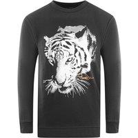 Cavalli Class Men's Tiger Silhouette Logo Black Sweatshirt | Size: Large