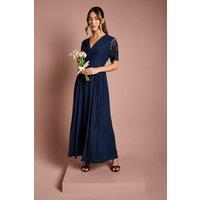 Coast Women's Lace Sleeve V Neck Bridesmaid Dress in Navy | Size: 10