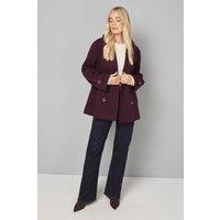 Wallis Women's Petite Mid Length Double Breasted Coat in Berry | Size: 12
