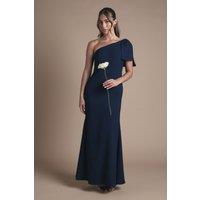 Coast Women's Honoured Petite Bow One Shoulder Maxi Bridesmaid Dress in Navy | Size: 18