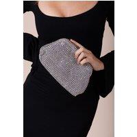 SVNX Women's Crystal Pouch Clutch Bag in Silver
