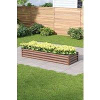 Living and Home Large Metal Raised Garden Bed Rectangular Galvanized Steel Multiple sizes Brown Wooden Effect Planter Box for Outdoor, Patio