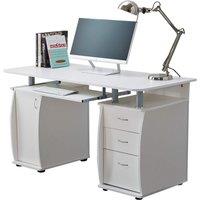 RayGar Wicklow Computer Desk with Storage Cabinet & 3 Drawers in White | Size: 1 Pack