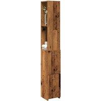 Berkfield Home Bathroom Cabinet Old Wood 25x25x170 cm Engineered Wood in Brown | Size: 25 x 25 x 170 cm