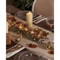 Dibor Set of 2 Rose Gold Sparkle Four Tealight Table Decoration Centrepiece Christmas Dcor Candle Holders 40cm | Size: 2 Pack