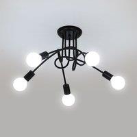 Pheashine Industrial Ceiling Light Black 5 Lamps E27 Lamp Holder 600x230mm