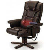 Ashfield Reclining Swivel Massage Chair with Footstool in Brown