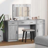 Berkfield Home 3 Piece Dressing Table Set with LED Grey Sonoma Engineered Wood