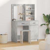 Berkfield Home 2 Piece Dressing Table Set with LED Concrete Grey Engineered Wood