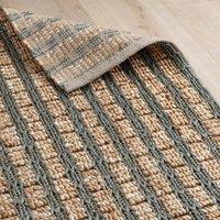 Industville Oxnam Hand Woven Jute Rug - Natural & Teal | Size: 170 cm x 240 cm