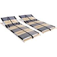 Berkfield Home Slatted Bed Bases 2 pcs with 42 Slats 7 Zones 70x200 cm in Brown