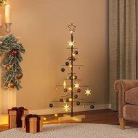 Berkfield Home Metal Christmas Tree with Wooden Base Black 120 cm