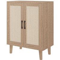EONLION Rattan Storage Cabinet, 2-Door Sideboard TV Stand in Light Oak