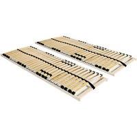 Berkfield Home Slatted Bed Bases 2 pcs with 28 Slats 7 Zones 80x200 cm in Brown