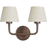 Industville Albany Double Wall Light - Natural Cotton Shades in Bronze | Size: Small