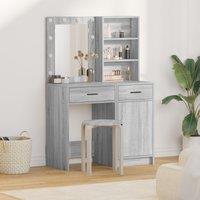 Berkfield Home 2 Piece Dressing Table Set with LED Grey Sonoma Engineered Wood