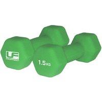 Urban Fitness Neoprene Hexagon Dumbell Pack of 2 in Green | Size: 1.5kg