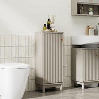VonHaus Victoria Fluted Design Slim Bathroom Storage Cabinet in Stone