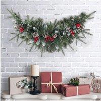 Living and Home Artificial Christmas Mantel Swag with LED Warm White Lights 90cm in Green