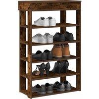 Berkfield Home Shoe Rack Smoked Oak 60x30x98 cm Engineered Wood in Brown | Size: 60 x 30 x 98 cm